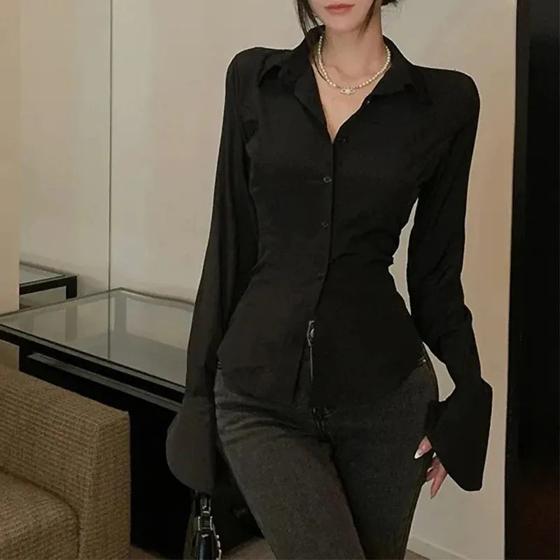Chic Sexy Plaid Long Sleeved Shirt Designers Flattering Stylish Casual Female Autumn Tops Trendy Fashionable Women's Streetwear