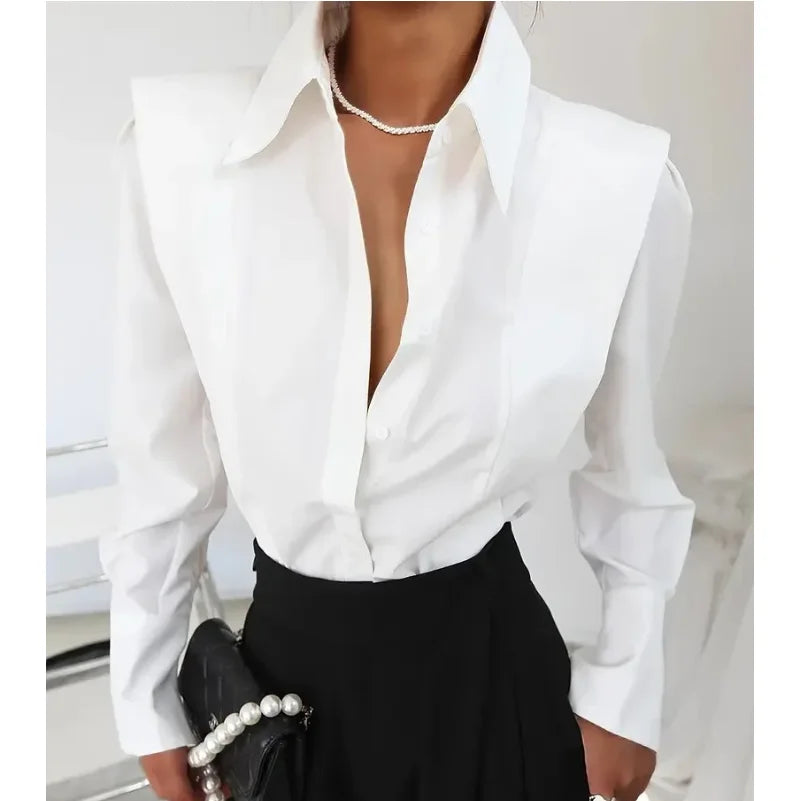 Elegant Women Shirts Woman White Shirt Long Sleeve Blouse Office Lady Business Pink Shirts Button Solid Women Work Blouses Tops
