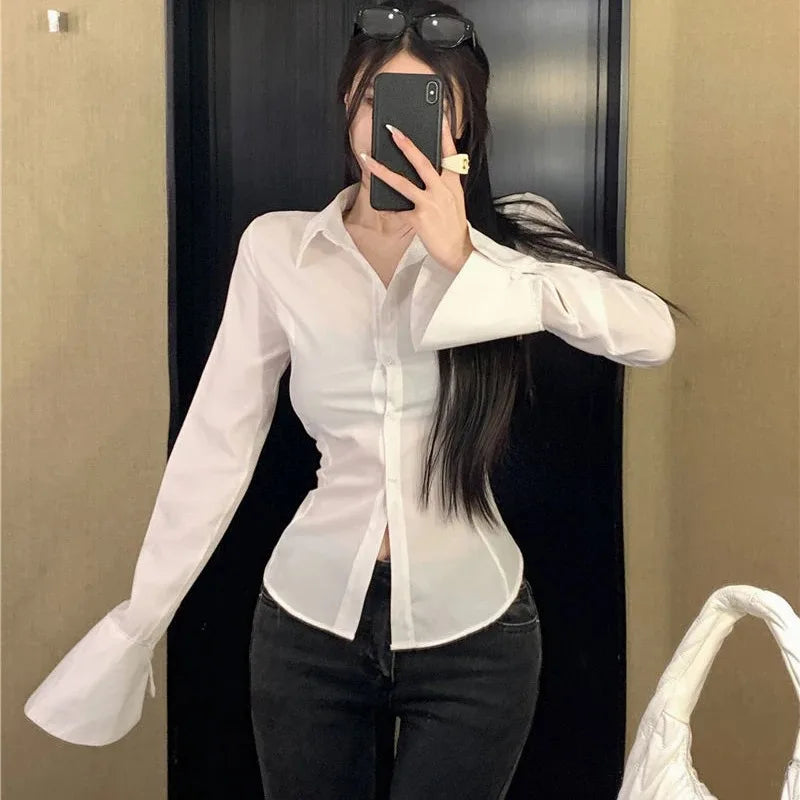 Chic Sexy Plaid Long Sleeved Shirt Designers Flattering Stylish Casual Female Autumn Tops Trendy Fashionable Women's Streetwear