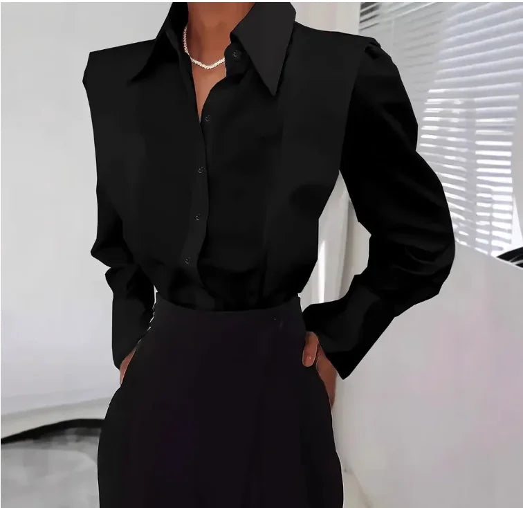 Elegant Women Shirts Woman White Shirt Long Sleeve Blouse Office Lady Business Pink Shirts Button Solid Women Work Blouses Tops