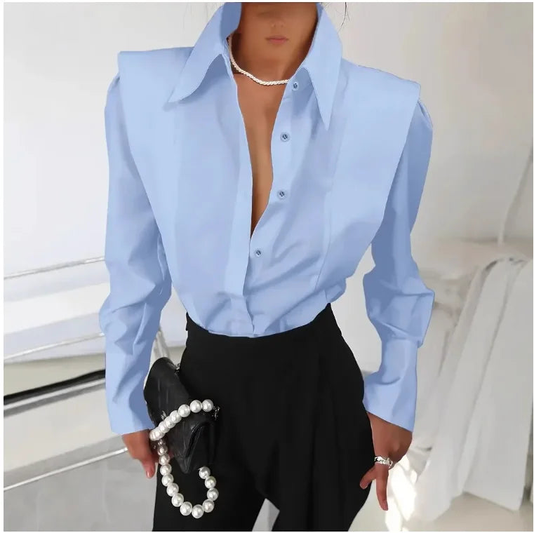 Elegant Women Shirts Woman White Shirt Long Sleeve Blouse Office Lady Business Pink Shirts Button Solid Women Work Blouses Tops