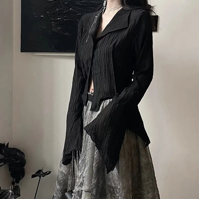 Women Casual Long Sleeve Cotton Linen Loose Shirt Elegant Solid Harajuku Lapel Blouse Vintage Oversize Tops Y2K Streetwear Tunic