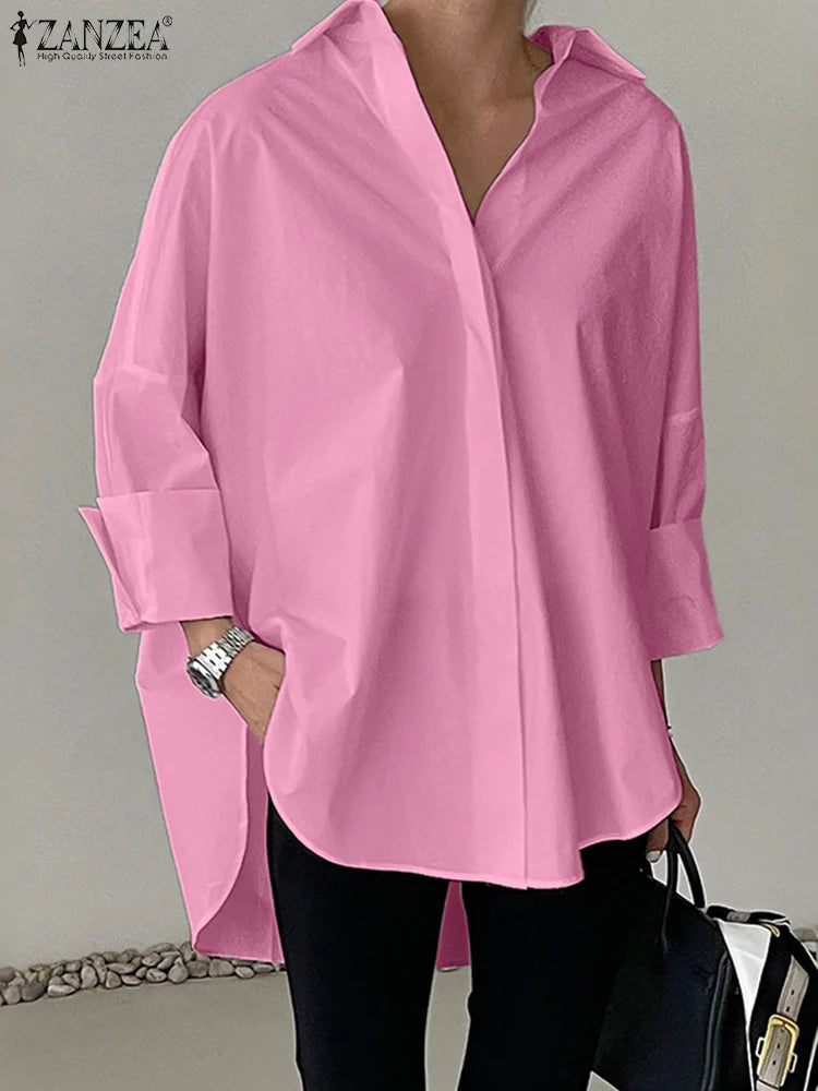 Professional White Shirt Women Office Lady Slim Fit Formal Blouse Square Collar Base Shirt II