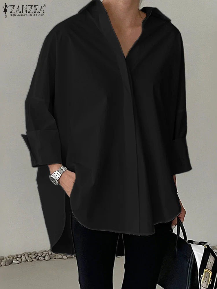 Professional White Shirt Women Office Lady Slim Fit Formal Blouse Square Collar Base Shirt II