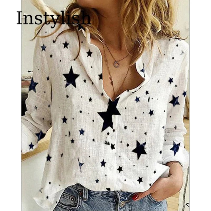 Elegant Cotton Linen Shirts Women Casual Solid Button Lapel Blouses Autumn Winter Long Sleeve Loose Tops Tunic Blusas