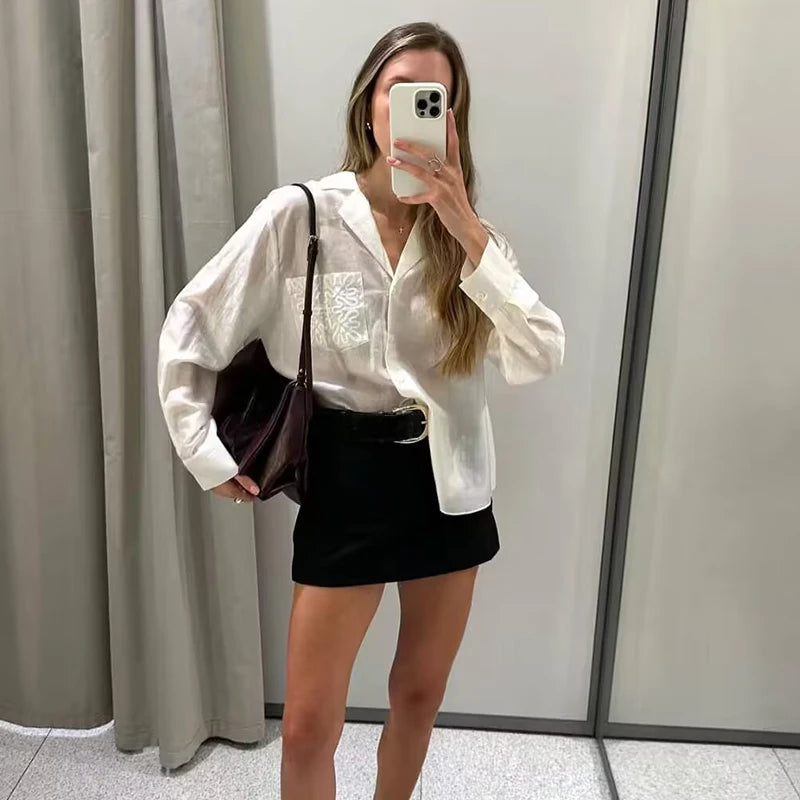 Oversized Plaid Shirt Autumn Winter Women Vintage Long Sleeve Fashion Loose Lapel Pocket Shirt Fit Blouse Korean Style