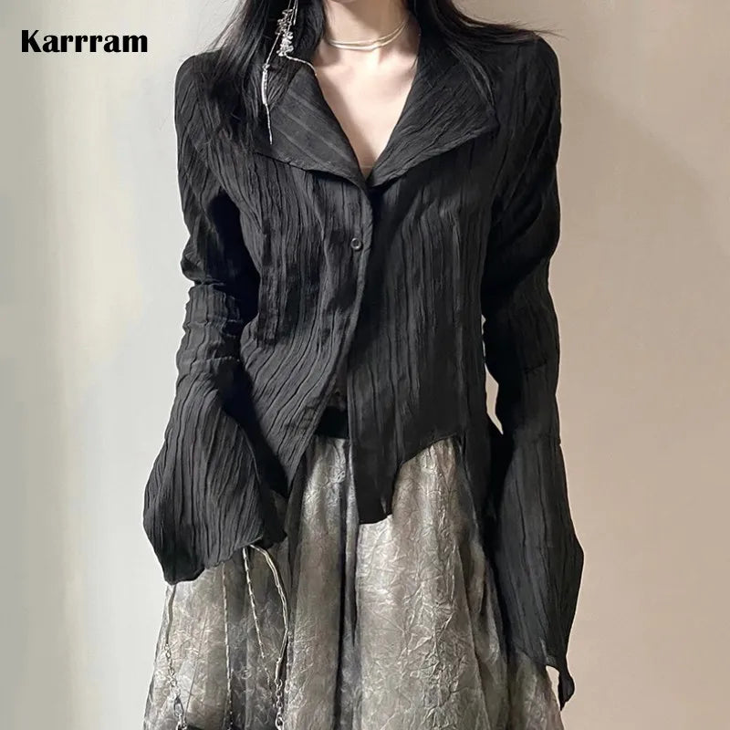 Women Casual Long Sleeve Cotton Linen Loose Shirt Elegant Solid Harajuku Lapel Blouse Vintage Oversize Tops Y2K Streetwear Tunic